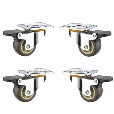 Heavy Duty 50 MM / 2 Inch Pack Of 4 Swivel With Brake Type Plain Bore TPR Caster Wheel