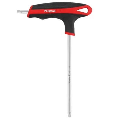 Polymak T45 T-Handle Torx Key Chrome Vanadium Dual Drive Star Wrench with Ergonomic Grip HT-P-TAK-T45