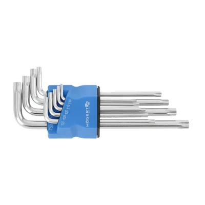 Högert T10-T50 9 Pcs Security S2 Alloy Steel Long Tamper Torx Key Wrench Set HT1W830