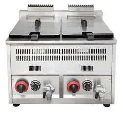 High Efficiency 16+16 L Table Top Deep Fryer with Auto Ignition with Stainless Steel Body for French Fries,Chicken,Fish