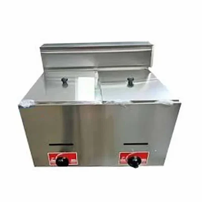 Commercial Gas Operated 6L+6L Tabletop Double Pan Deep Fryer Machine for Using in Food Cart