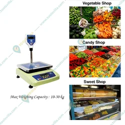 True Weight Table Top MS Digital Weighing Machine, 10/30kg Capacity (TWT-M-30 Pole) with 1-Year Warranty