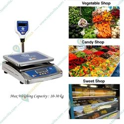 True Weight Table Top SS Digital Weighing Machine, 10/30kg Capacity (TWT-M-30 Pole) with 1-Year Warranty