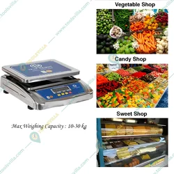 True Weight Table Top SS Digital Weighing Machine, 10/30kg Capacity (TWT-M-30 Rear) with 1-Year Warranty