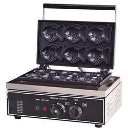 Commercial Nonstick Taiyaki Waffles Maker Machine with 6 Molds pan, Suitable for Restaurant Snack Bar