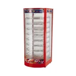 Heavy Duty 1.3kW Tall Vertical Food Display Warmer Showcase with 8 Tier Curved Racks and Panoramic Glass Panel RH-IP9