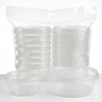 500ml, Tamper Proof Oval Transparent Container | Microwave Safe for Meal Prep, Storage, Takeaway & Food Delivery(Pack-50 Pcs)
