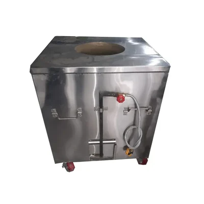 SS 36 x 36 x 30 Inch Square shape Trolley Type Tandoor Bhatti With Single Burner and Four Wheels
