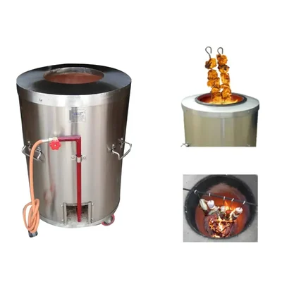 Commercial 18x28 inch Stainless Steel Gas Tandoor with 8 Skewers, 1 set Tandoor Skewer & Roti Gaddi