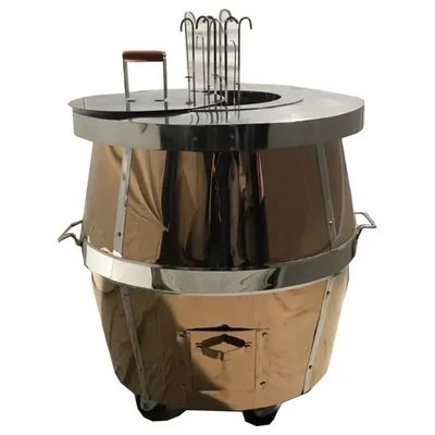 Premium Quality Rose Copper Plated Charcoal Tandoor of 20x20 Inch Size, Stainless Steel Material with Accessories