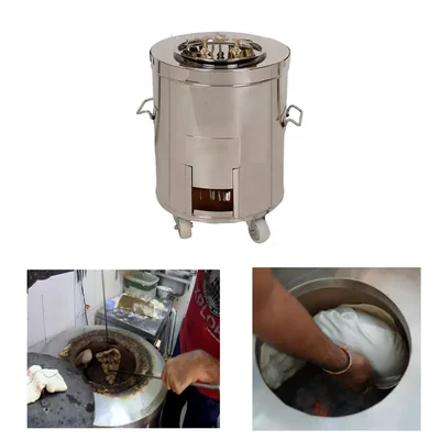  Commercial 20x29 inch Stainless Steel Charcoal Tandoor with 8 Skewers, 1 set Tandoor Skewer & Roti Gaddi