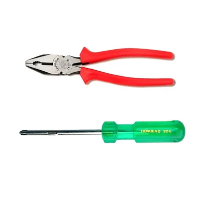 Taparia Hand Tools Combo of 8 inch (210 mm) Combination Plier (1621-8) and Two in One Screwdriver (904 I)