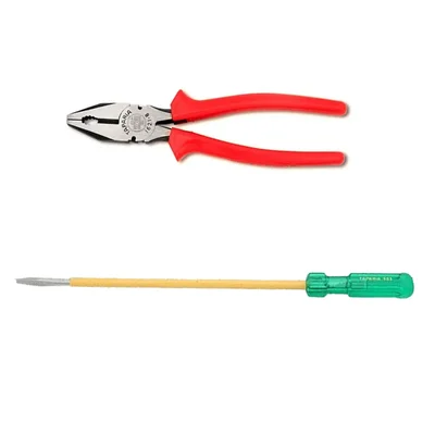Taparia Hand Tools Combo of 8 inch (210 mm) Combination Plier (1621-8) and Two in One Screw Driver (903 I)