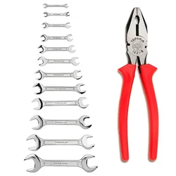 Taparia Hand Tools Combo of 12 Pcs Double Ended Spanner Set (DEP-12) With 8 inch Combination Plier (1621-8)