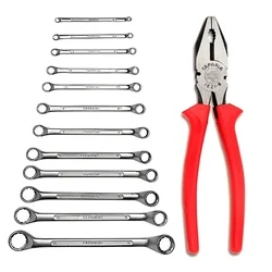 Taparia Hand Tools Combo 12 Pcs Ring Spanner Set - 1812 With 8 inch Combination Plier (1621-8)