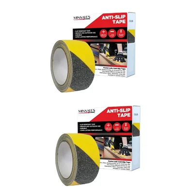 Minsales Anti Skid Tape - 10 Meter x 50 MM, Fall Resistant, PET Material and Solvent Acrylic Adhesive ( Pack of 2 )