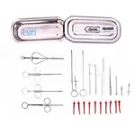 Stainless Steel Teat Veterinary Rust Proof Surgical Set with Sterilization Tray (Combo of 15) for Animal Surgery