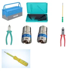 Taparia 8 Pcs Technician Combo With Combination Plier Side Cutter Screwdrivers Line Tester Sockets Allen Key Tool Box