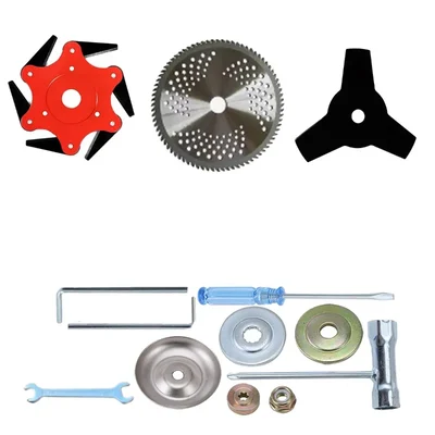 Heavy Duty 6 Teeth Trimmer Head, 3T Blade & 80T TCT Blade Combo | Brush Cutter Accessories Kit