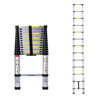 Welbuilt 14 Step 5.4 Meter (18 Ft) Portable & Compact Aluminium Telescopic Ladder | EN131 Certified