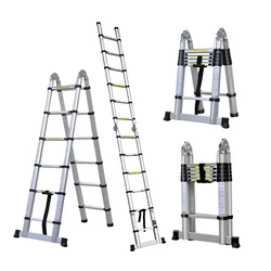 Smarty 6+6 Steps (6.5+6.5 Feet/1.9+1.9 Meter) A Shape Aluminium Telescopic Ladder 