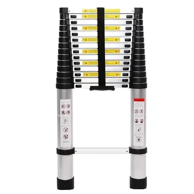 Welbuilt® 14.5 Feet ( 4.4 Meter) Portable & Compact Steel Telescopic Ladder For Multipurpose Use| EN131 Certified 