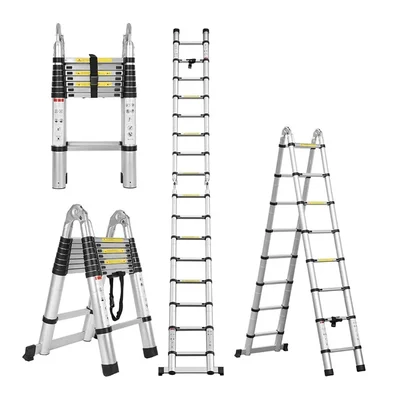 Smarty 8+8 Steps 16.5 Feet (8.25+8.25 Feet) A Shape Double Aluminium Telescopic Ladder 