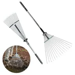 Hectare Precision 15 Tine Stainless Steel Telescopic Hand Rake of 31 to 64 Inch Adjustable for Lawn, Yard and Garden.