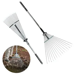 Hectare Precision 15 Tine Stainless Steel Telescopic Hand Rake of 31 to 64 Inch Adjustable for Lawn, Yard and Garden.