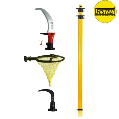 Festel Multipurpose Fiberglass Telescopic Pole of 8 to 22 feet with 3 Attachments