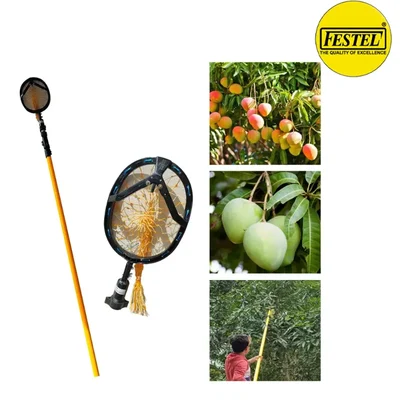 FESTEL Telescopic Pole with Fruit Picking Basket, 7 to 22 feet Extendable Pole