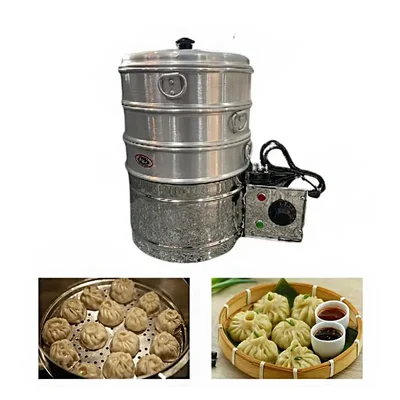 Superior 3 Pot Electric Momo Steamer Machine With 1500 Watt and Stainless Steel Body