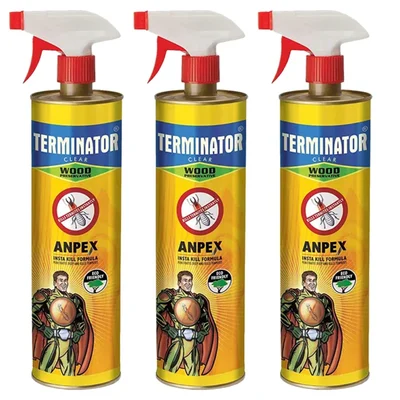 3pcs Combo Pack of Pidilite (500ml x 3pcs) Terminator Clear Anpex Eco-Friendly Termite Killer Spray, Wood Preservative