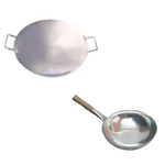 Combo of 14 Inch Thai Wok and 12 inch Round Tawa Platter With Stainless Steel Body