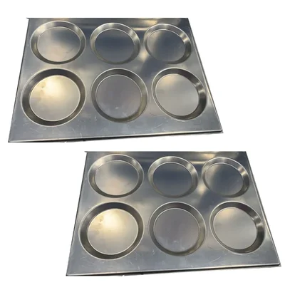 Pack of 2 Stainless Steel 6 Cavity Thatte Idli Tray, 40x30cm 