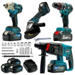 THOR 4-In-1 48V Cordless Impact Drill, Rotary Hammer, Impact Wrench & Angle Grinder Combo With Battery-Charger & Accessories (THCOM 184)
