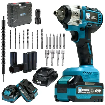 THOR 4-In-1 48V Cordless Impact Wrench/Driver Drill With Battery-Charger & Accessories, Max. Torque 450 Nm (THCIWK52)