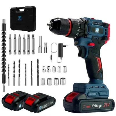 THOR 10mm 21V Cordless Metal Chuck, 3-Mode Operation Impact Drill Machine With Battery, Charger & Tool Kit, 0-550/0-1350 RPM (THCIDK1502)