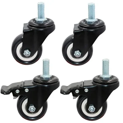 Prakash Pack Of 4 Heavy Duty 50 mm Fixed and Swivel With Brake Thread Type Caster Wheel