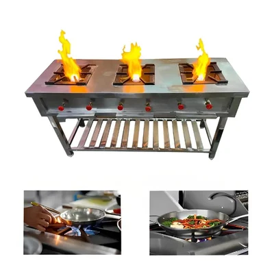 Commercial 60 x 20 Inch Stainless Steel Three Burner Range