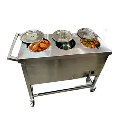 Heavy Duty 3 Pot Electric Bain Marie 4 Kw With 60 Litre Capacity and Stainless Steel Body