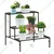 Ecofynd 3-Tier Trio Metal Plant Stand | Sleek Black Powder-Coated Iron Stand For Indoor & Outdoor Use