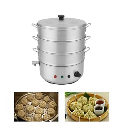 12 inch Electric Operated 3 Tier Momo with Tap, Rice, Corn Steamer For Commercial Use