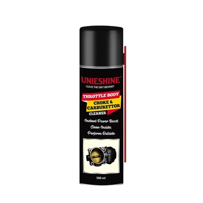 UNIESHINE Throttle Body Choke and Carburettor Cleaner Spray 500ml Removes Carbon Deposits Boosts Acceleration and Fuel Efficiency