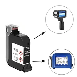 Solvent Based 12.7mm Black Ink Cartridge for all Handheld Printer, Mini Printer and Conveyor Based Printers
