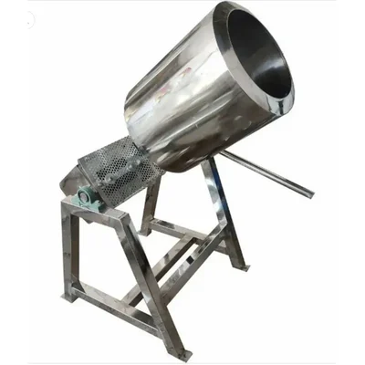 VINAYAK MACHINES 10 kg SS Tilting Coating Pan Machine, with 0.75 HP Motor for Adding Flavours or Masala in Namkeens