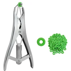 Castration Tool Kit With 100 Green Rubber Bands For Livestock