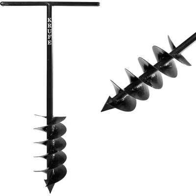 KRUFE Heavy Duty Dual Blade Auger, 6 Inch Spiral Hole Digger Used for Soil Digging Purposes, Rust-Resistant Construction