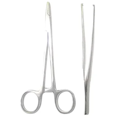 Forgesy Surgical Instrument Set of 2 pcs (Toothed Forceps 6", Needle Holder 6") (6 inch)