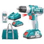 Total 10 mm 20V Lithium-Ion Cordless Drill with Battery, Charger & Accessories, 400-1500 RPM (TDLI2002)